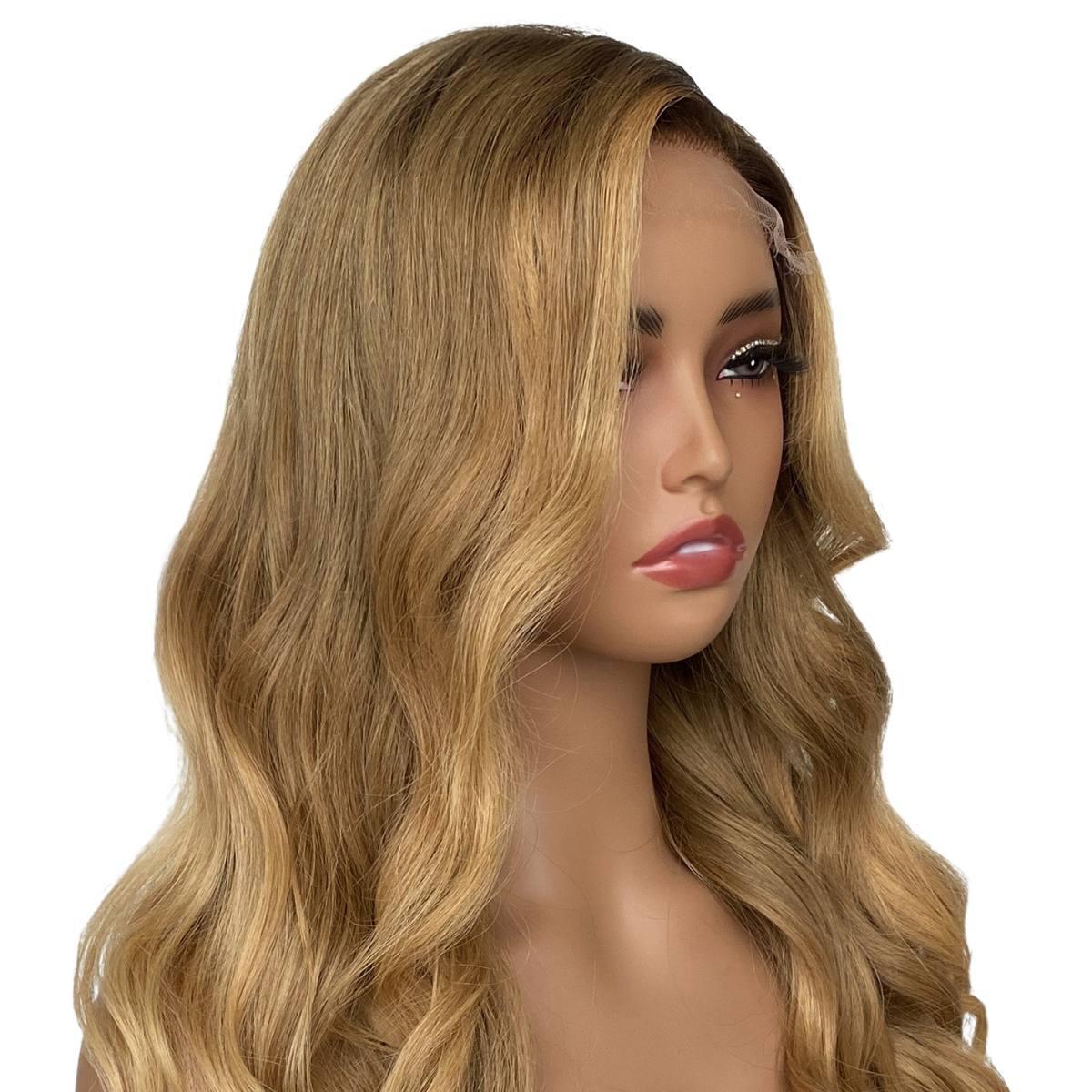 Honey Blonde Ombre Wavy 5x5 HD Lace 100% Human Hair Closure Wig - Private Label