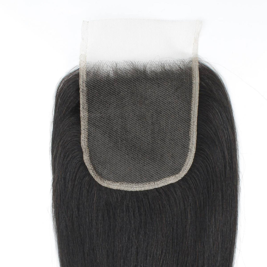 Yaki Straight 4x4 Transparent Lace Human Hair Closure - Private Label