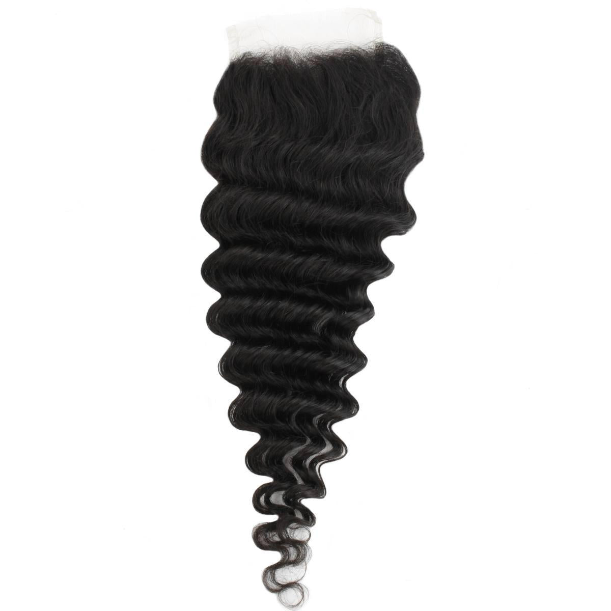 Deep Wave 4x4 Transparent Lace Human Hair Closure - Private Label