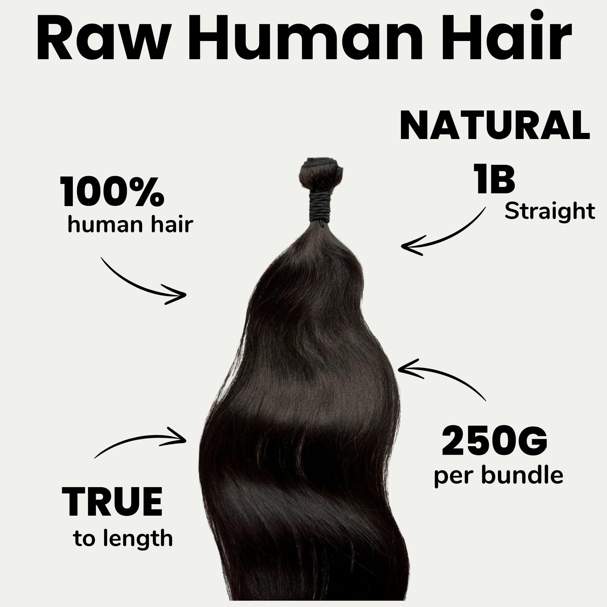 50" Raw Straight 100% Human Hair Bundle - Private Label