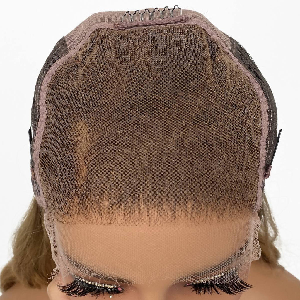 Honey Blonde Ombre Wavy 5x5 HD Lace 100% Human Hair Closure Wig - Private Label