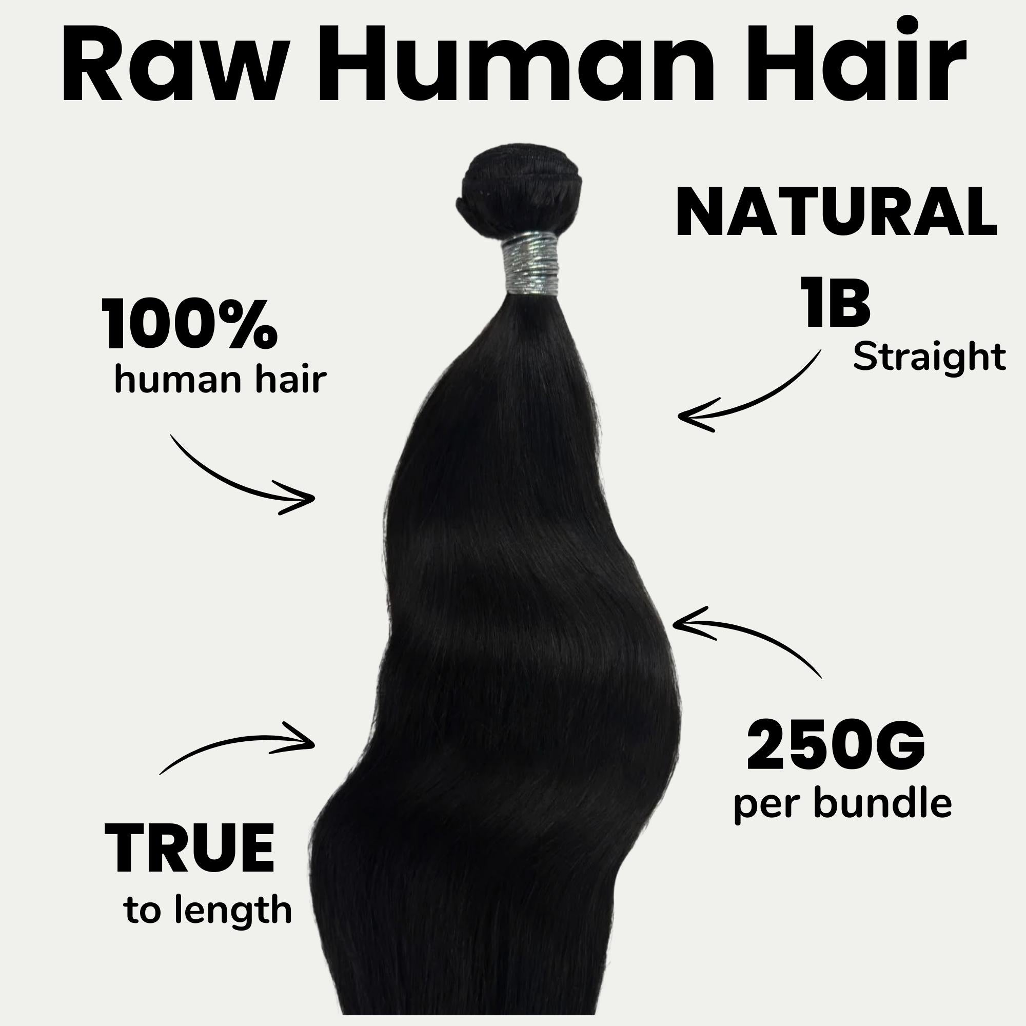 55" Raw Straight 100% Human Hair Bundle - Private Label
