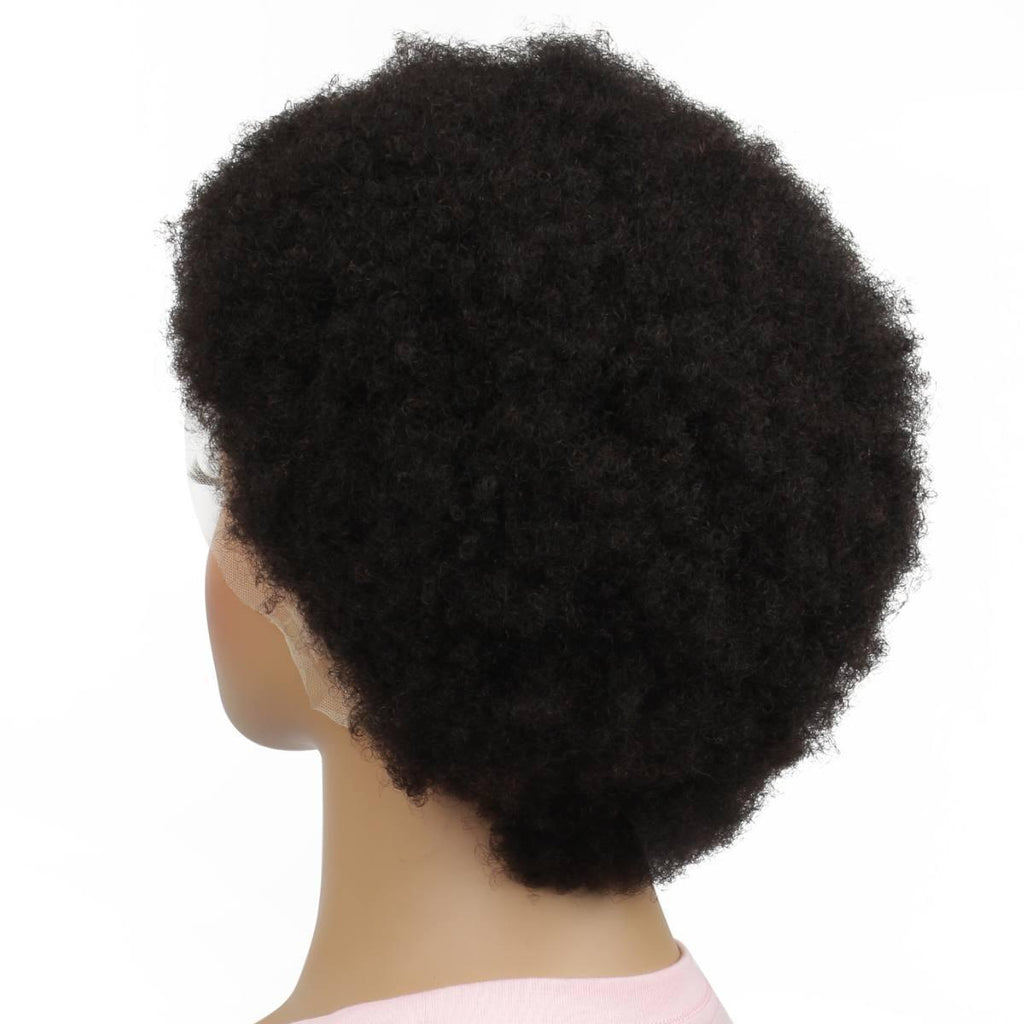 Natural Black Transparent Full Lace 100% Human Hair Afro Wig - Private Label