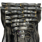 Jet Black Seamless Clip - In 100% Human Hair Extensions - Private Label