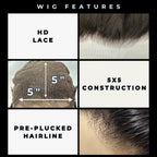 Glueless Body Wave 5x5 HD Lace 100% Human Hair Closure Wig - Private Label
