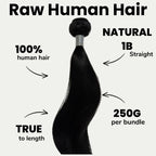 60" Raw Straight 100% Human Hair Bundle - Private Label