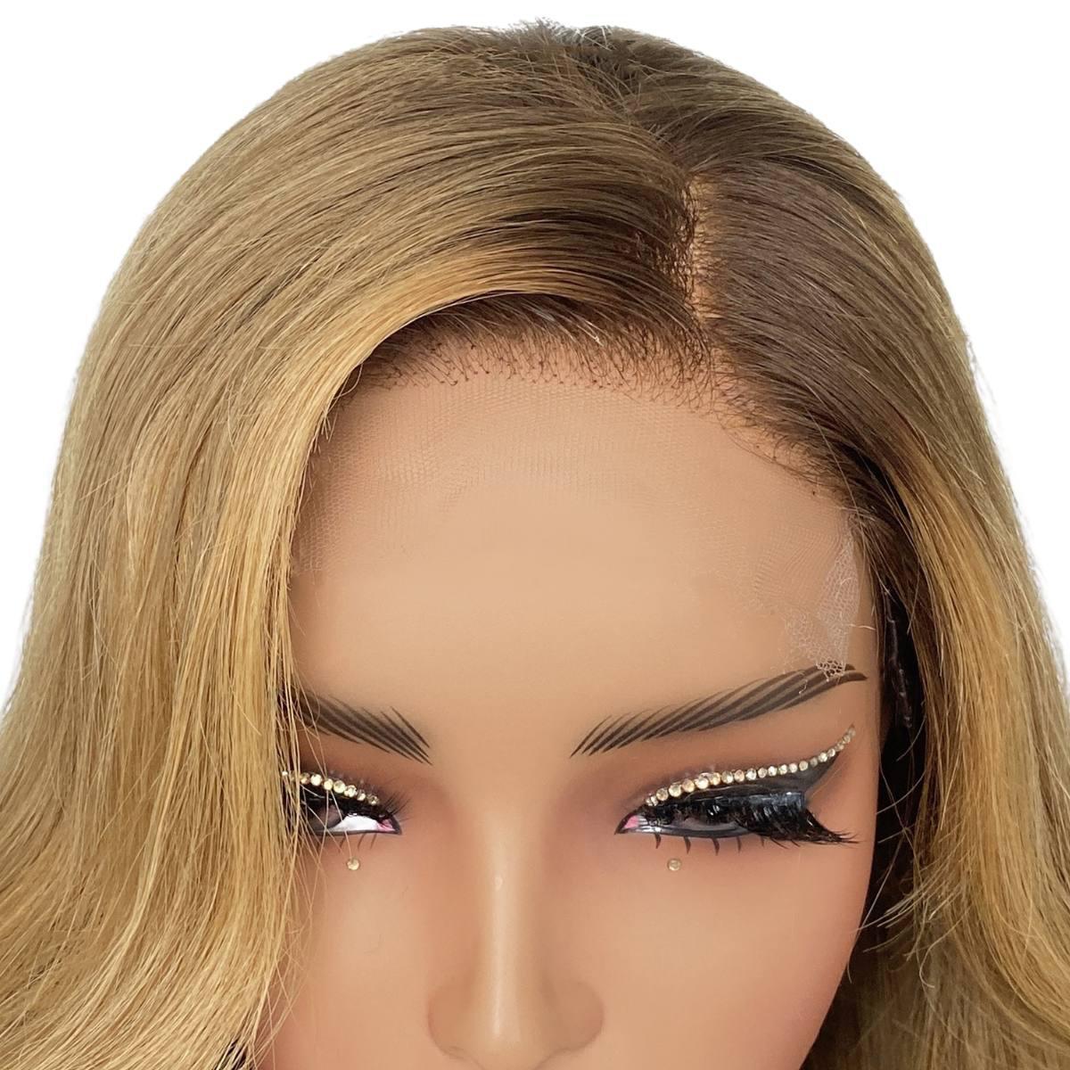 Honey Blonde Ombre Wavy 5x5 HD Lace 100% Human Hair Closure Wig - Private Label