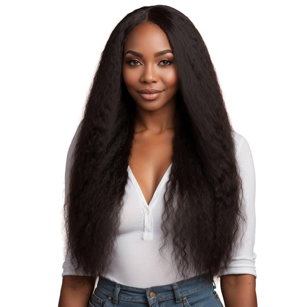 Kinky Straight Clip - In 100% Human Hair Extensions - Private Label