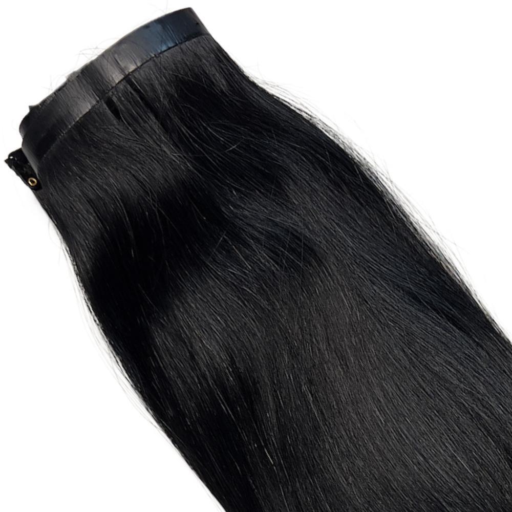 Jet Black Seamless Clip - In 100% Human Hair Extensions - Private Label