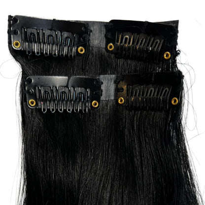 close view of seamless clip ins zoomed in
