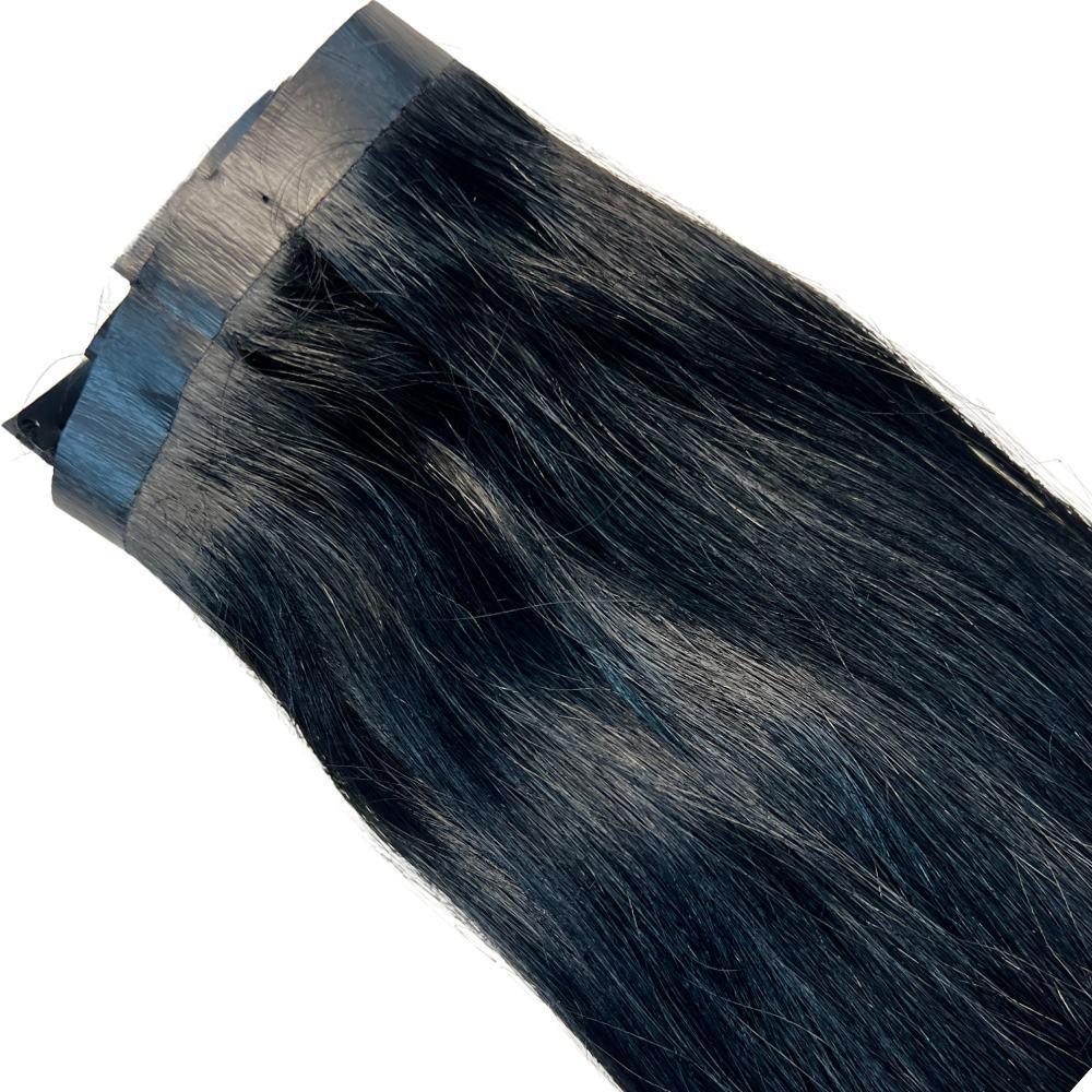 natural black seamless clip ins outside view