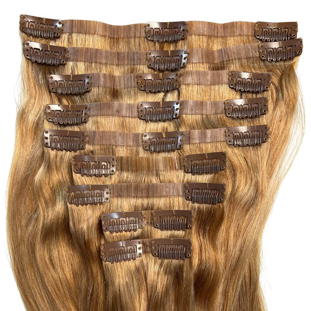 Honey Blonde Seamless Clip - In 100% Human Hair Extensions - Private Label