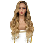 Honey Blonde Ombre Wavy 5x5 HD Lace 100% Human Hair Closure Wig - Private Label
