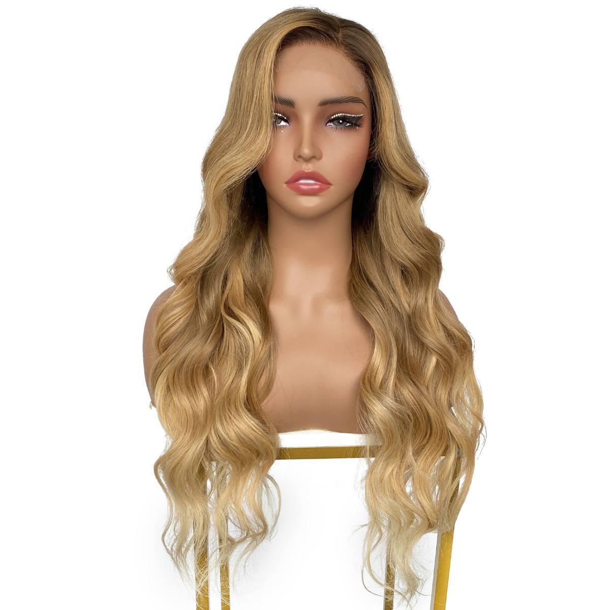 Honey Blonde Ombre Wavy 5x5 HD Lace 100% Human Hair Closure Wig - Private Label