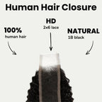 Afro Kinky 2x6 HD Lace 100% Human Hair Closure - Private Label