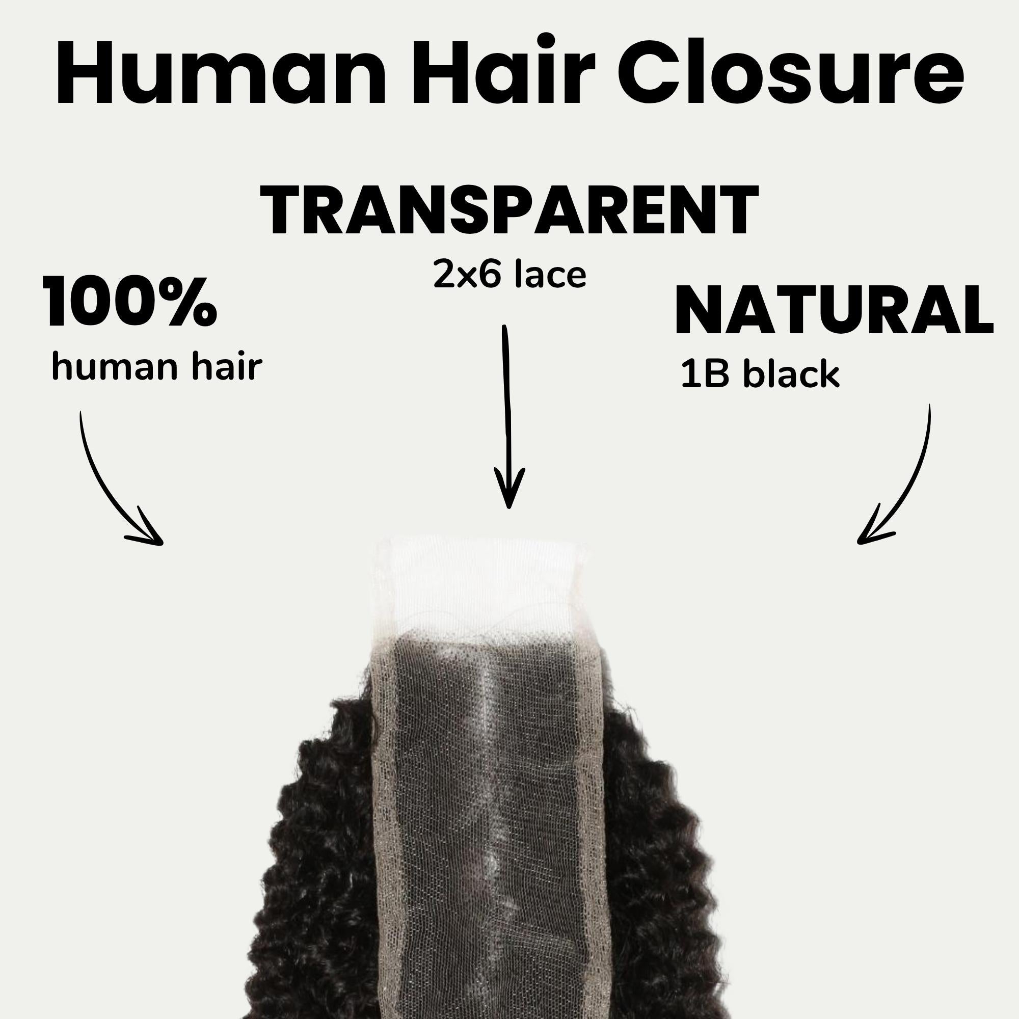 Afro Kinky 2x6 Transparent Lace Human Hair Closure - Private Label