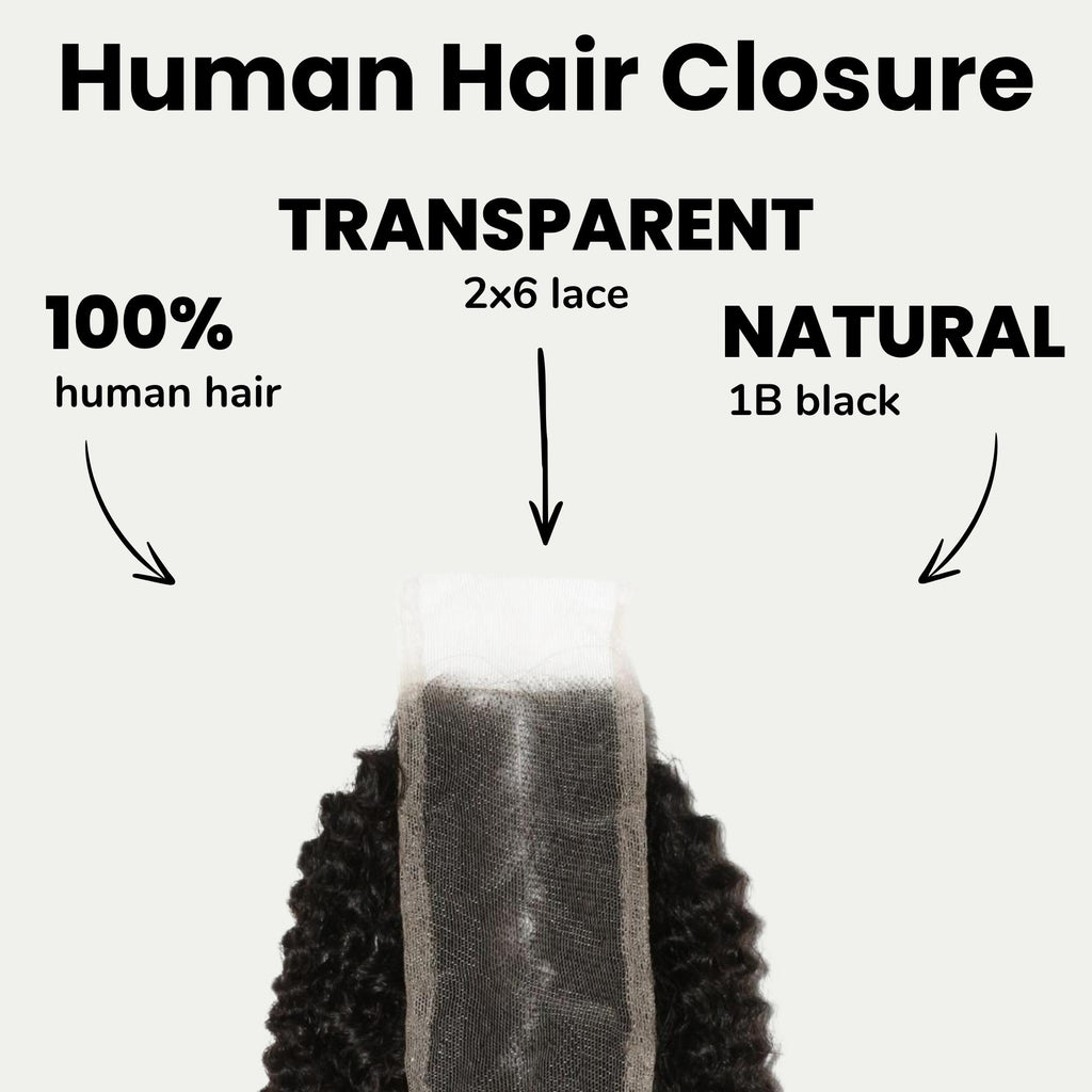 Afro Kinky 2x6 Transparent Lace Human Hair Closure - Private Label