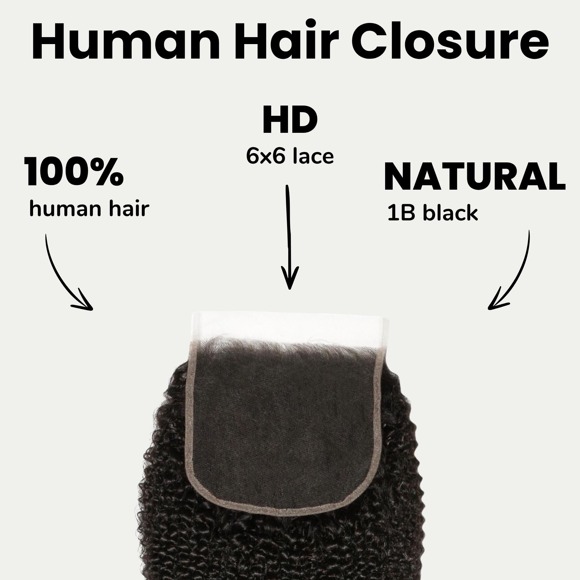 Afro Kinky 6x6 HD Lace Human Hair Closure - Private Label