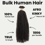Afro Kinky Bulk 100% Human Braiding Hair - Private Label