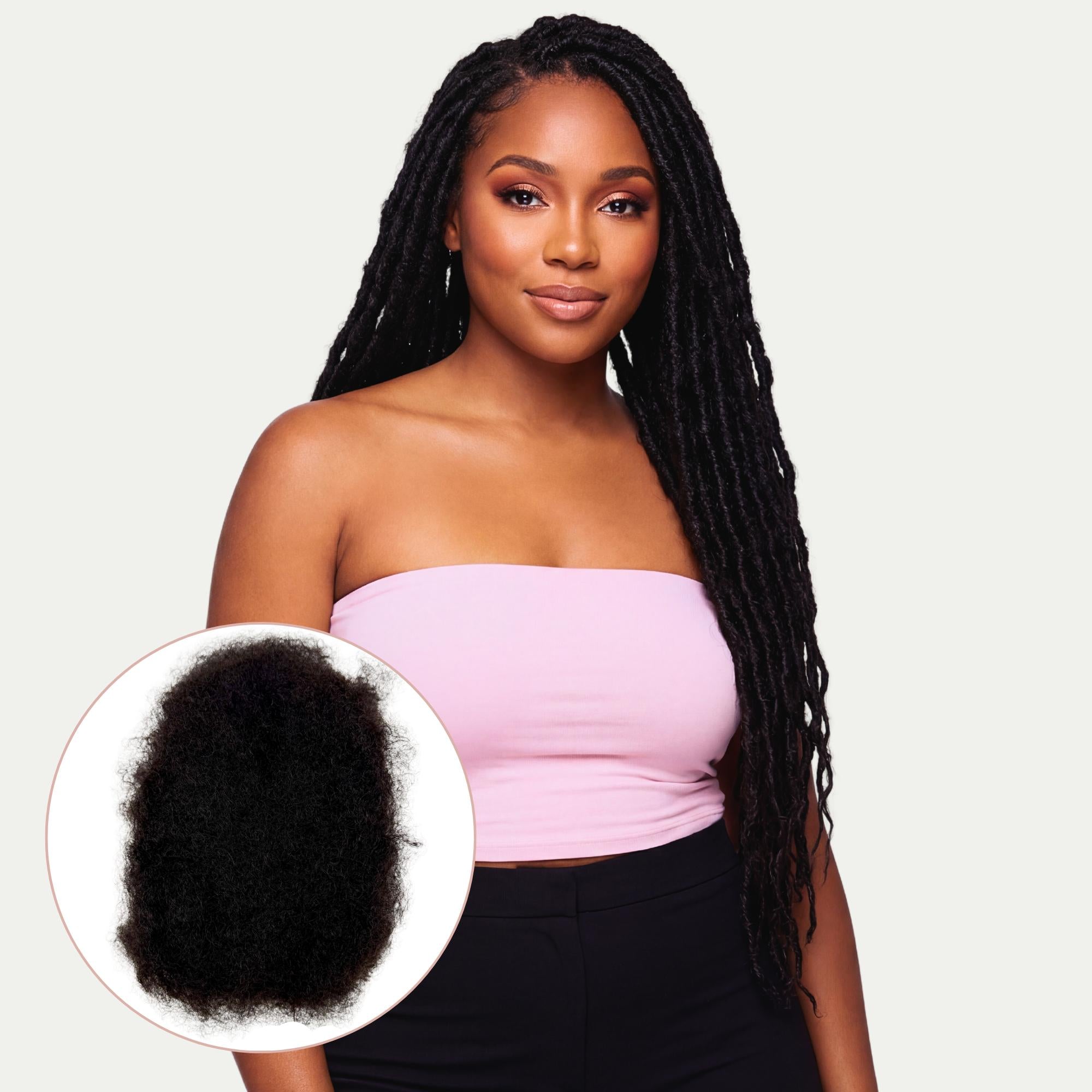 Afro Kinky Bulk Human Hair for Braiding, Dreadlocks & Twists — Natural Black 1B - Private Label