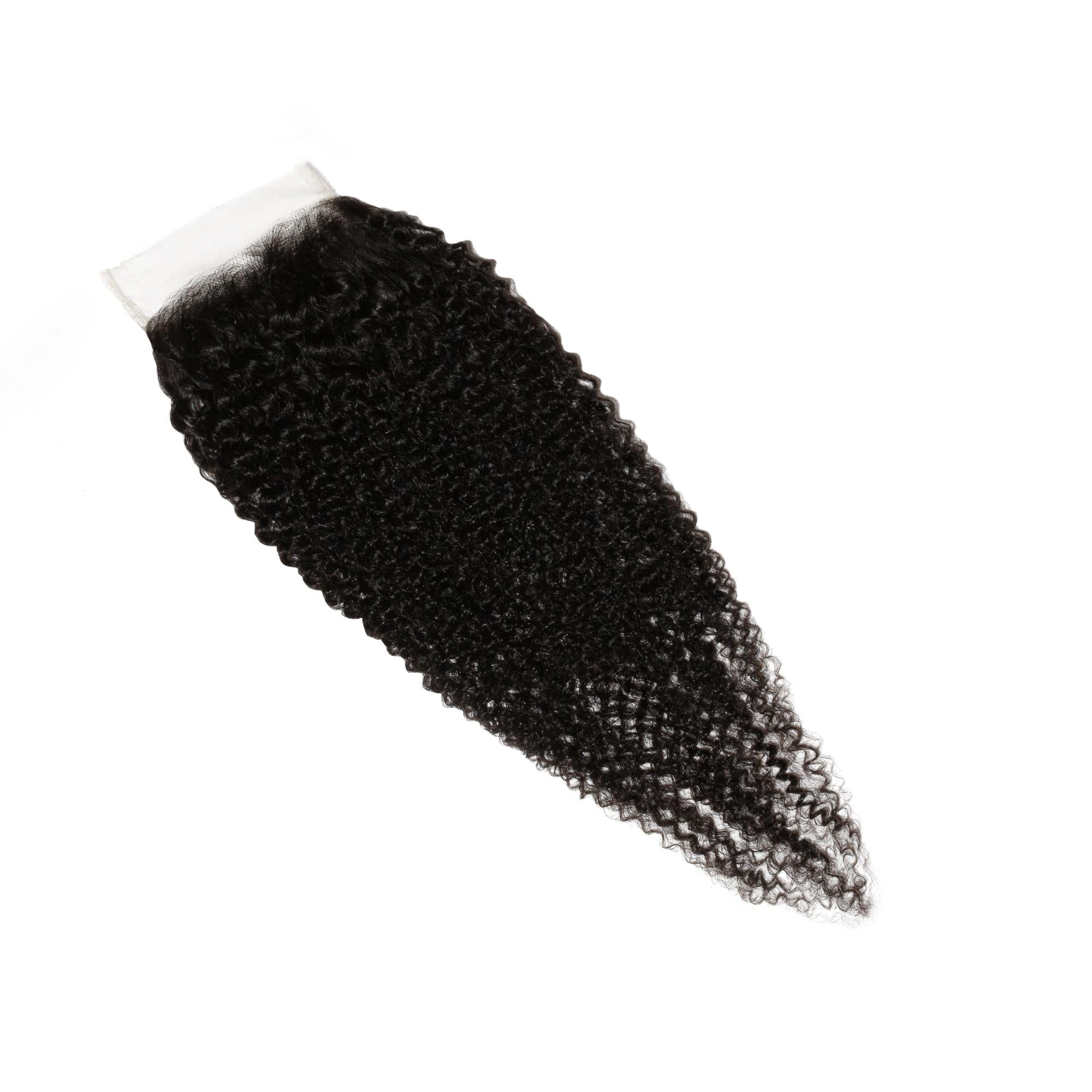 Afro Kinky Curly 4x4 Transparent Lace Human Hair Closure - Private Label