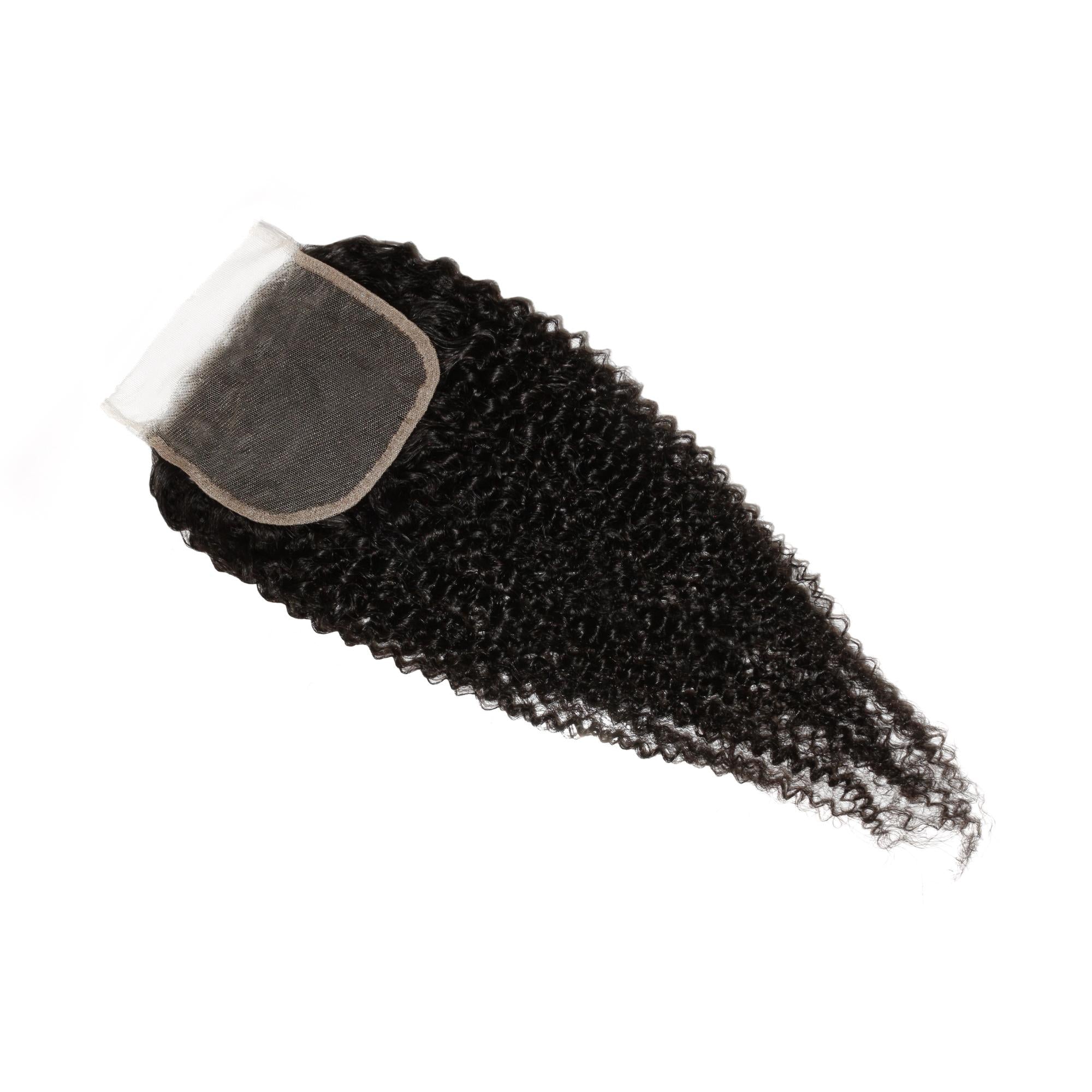Afro Kinky Curly 4x4 Transparent Lace Human Hair Closure - Private Label