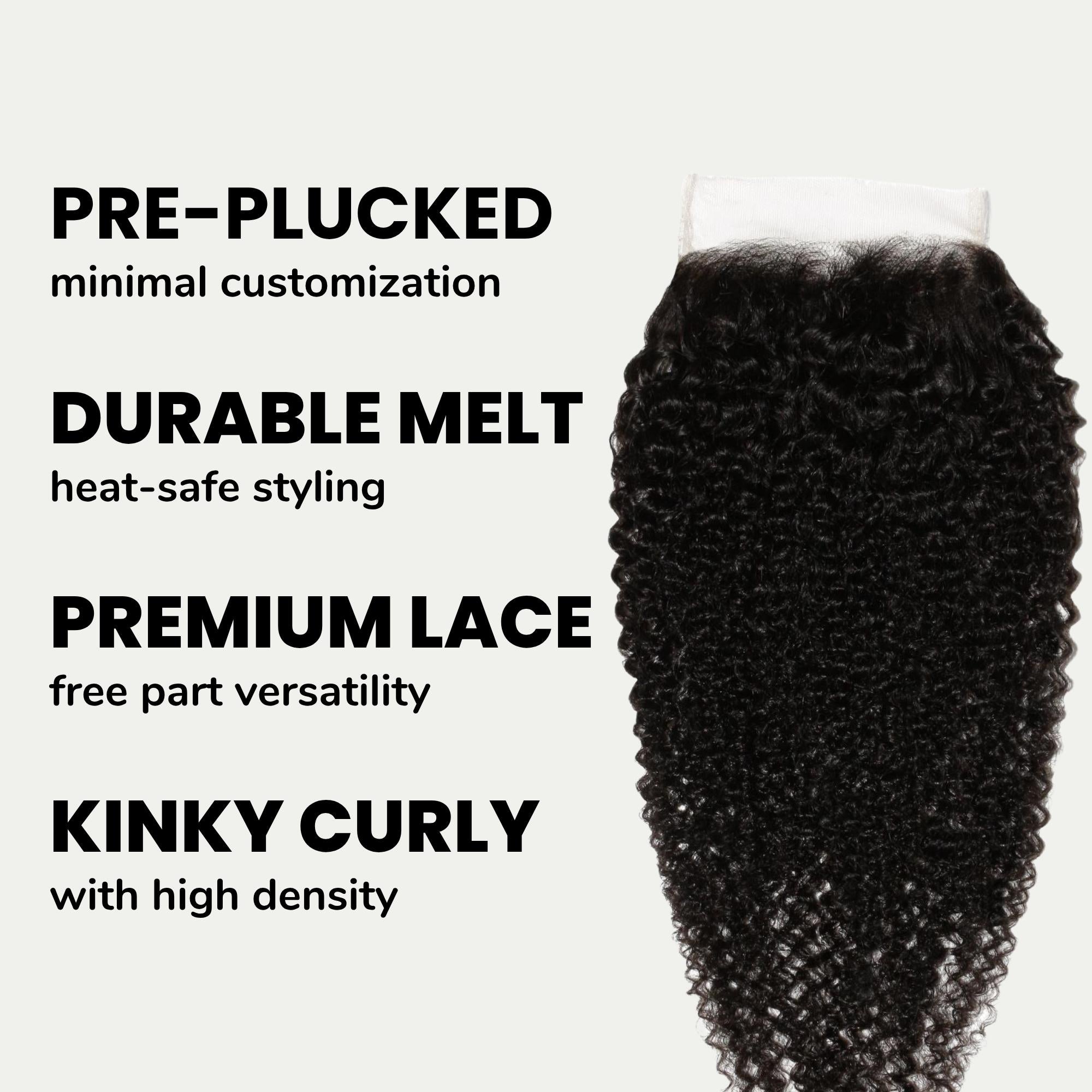 Afro Kinky Curly 4x4 Transparent Lace Human Hair Closure - Private Label