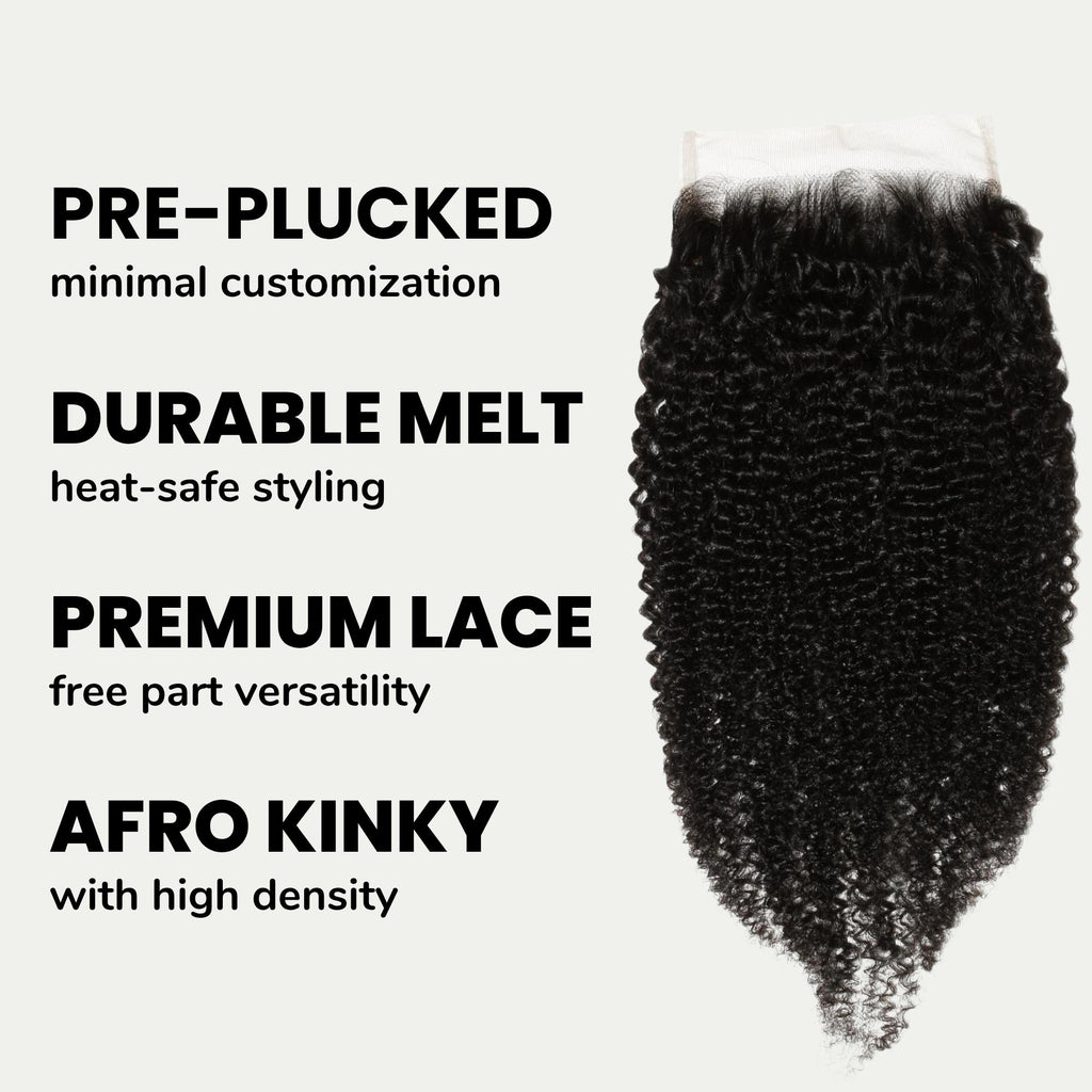 Afro Kinky Curly 5x5 HD Lace 100% Human Hair Closure - Private Label