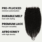 Afro Kinky Curly 5x5 HD Lace 100% Human Hair Closure - Private Label