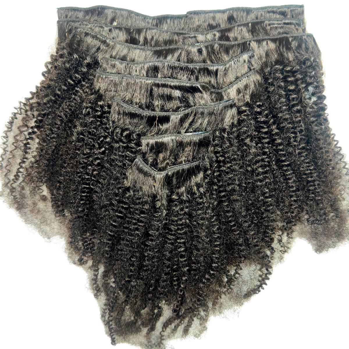 Afro Kinky Curly Clip - In 100% Human Hair Extensions - Private Label