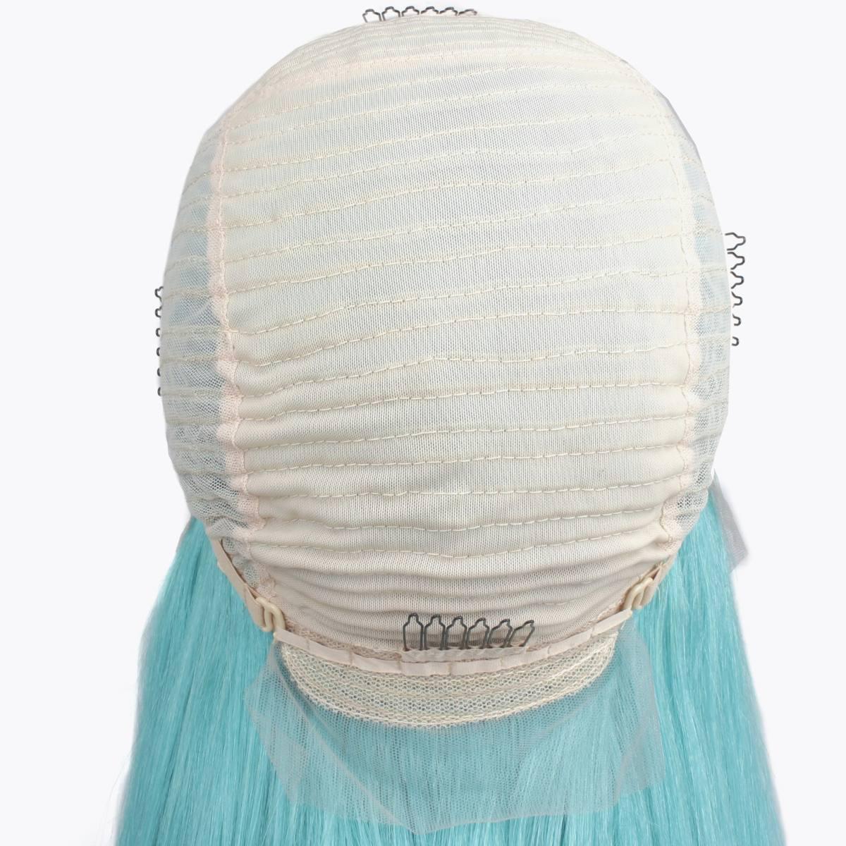 Aqua Blue Straight 13x4 Transparent Lace Front Wig - Private Label