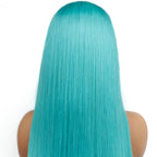 Aqua Blue Straight 13x4 Transparent Lace Front Wig - Private Label