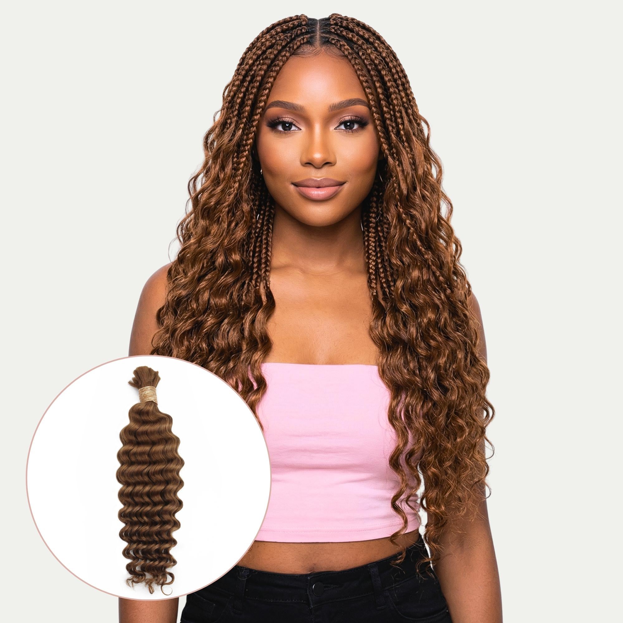 Auburn Deep Wave Bulk 100% Human Braiding Hair - Private Label