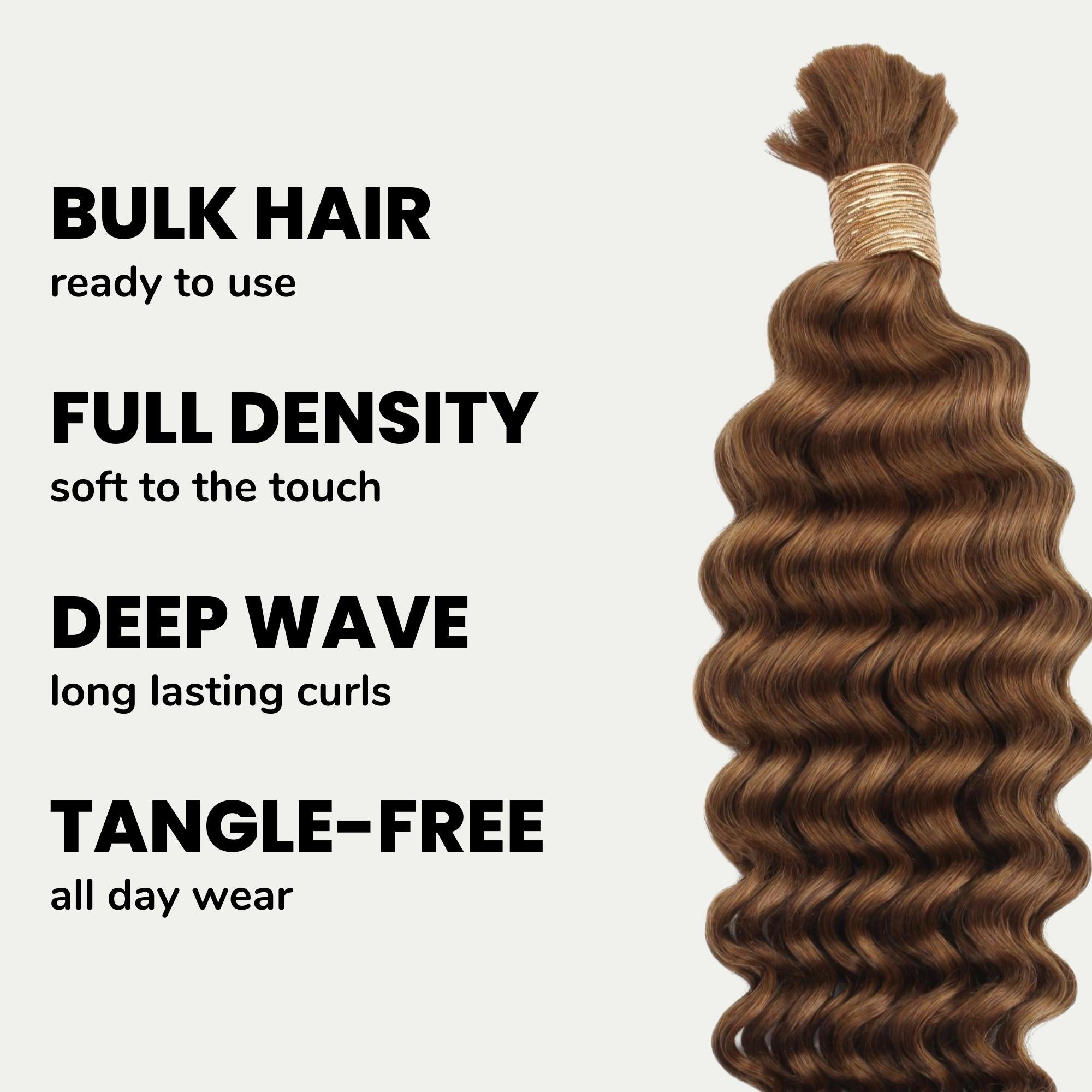 Auburn Deep Wave Bulk 100% Human Braiding Hair - Private Label