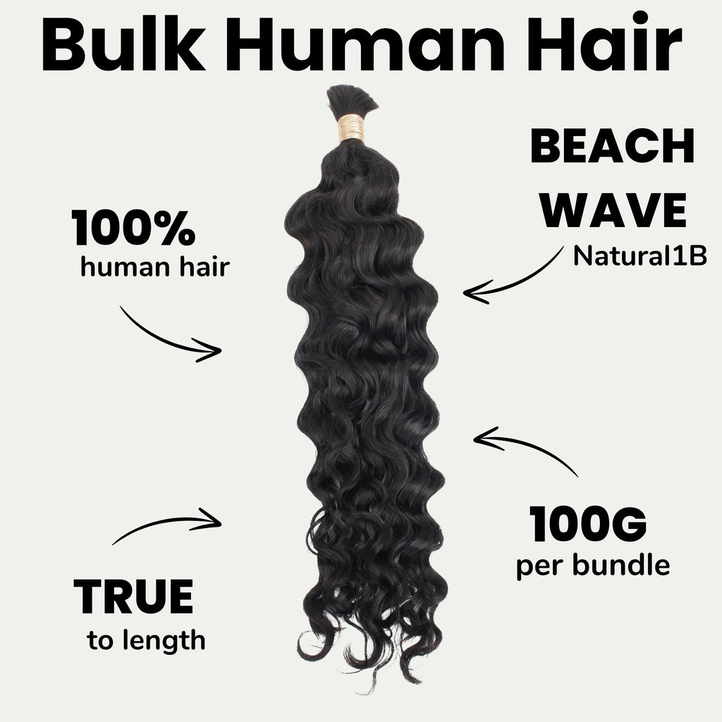 Beach Wave Bulk 100% Human Braiding Hair - Private Label