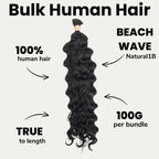 Beach Wave Bulk 100% Human Braiding Hair - Private Label