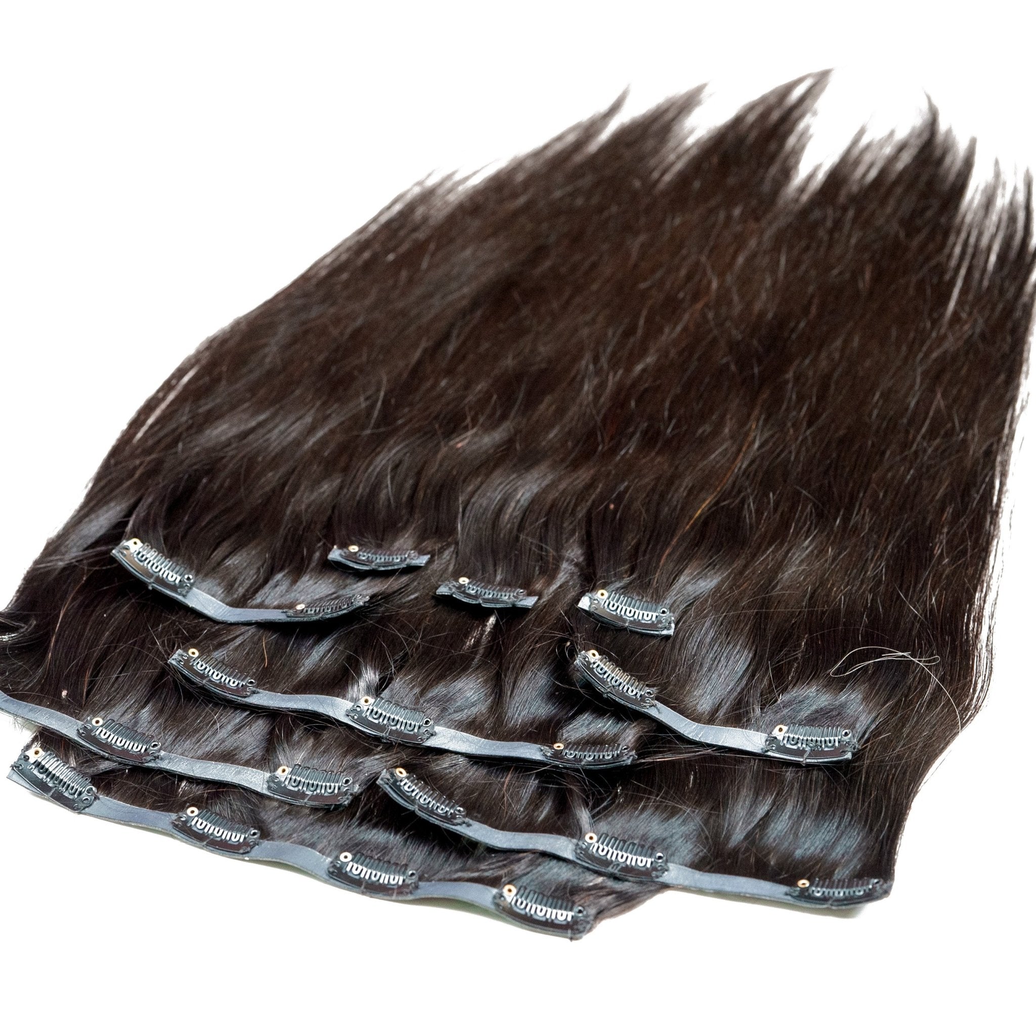 Invisible Straight 100% Human Hair Natural Black Clip - Ins - Private Label