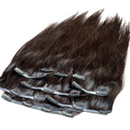 Invisible Straight 100% Human Hair Natural Black Clip - Ins - Private Label