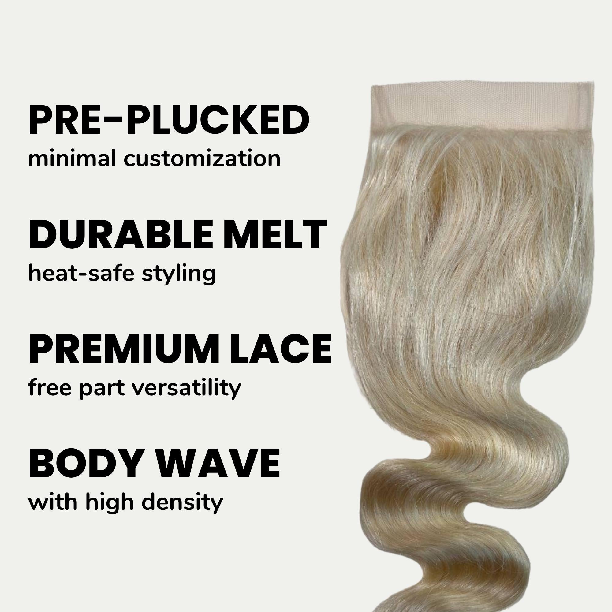 Blonde Body Wave 4x4 Transparent Lace 100% Human Hair Closure - Private Label