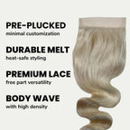 Blonde Body Wave 4x4 Transparent Lace 100% Human Hair Closure - Private Label