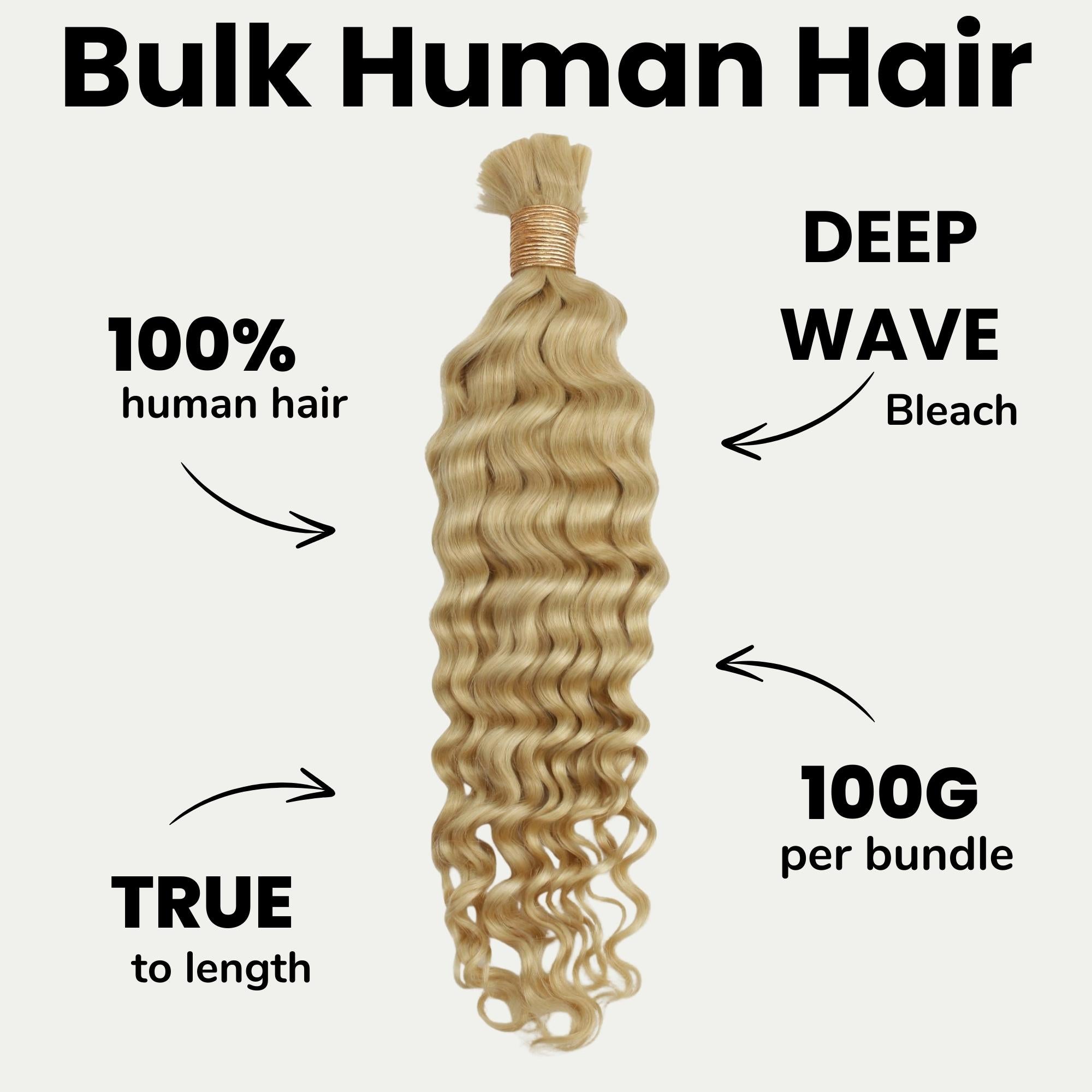 Blonde Deep Wave Bulk 100% Human Braiding Hair - Private Label