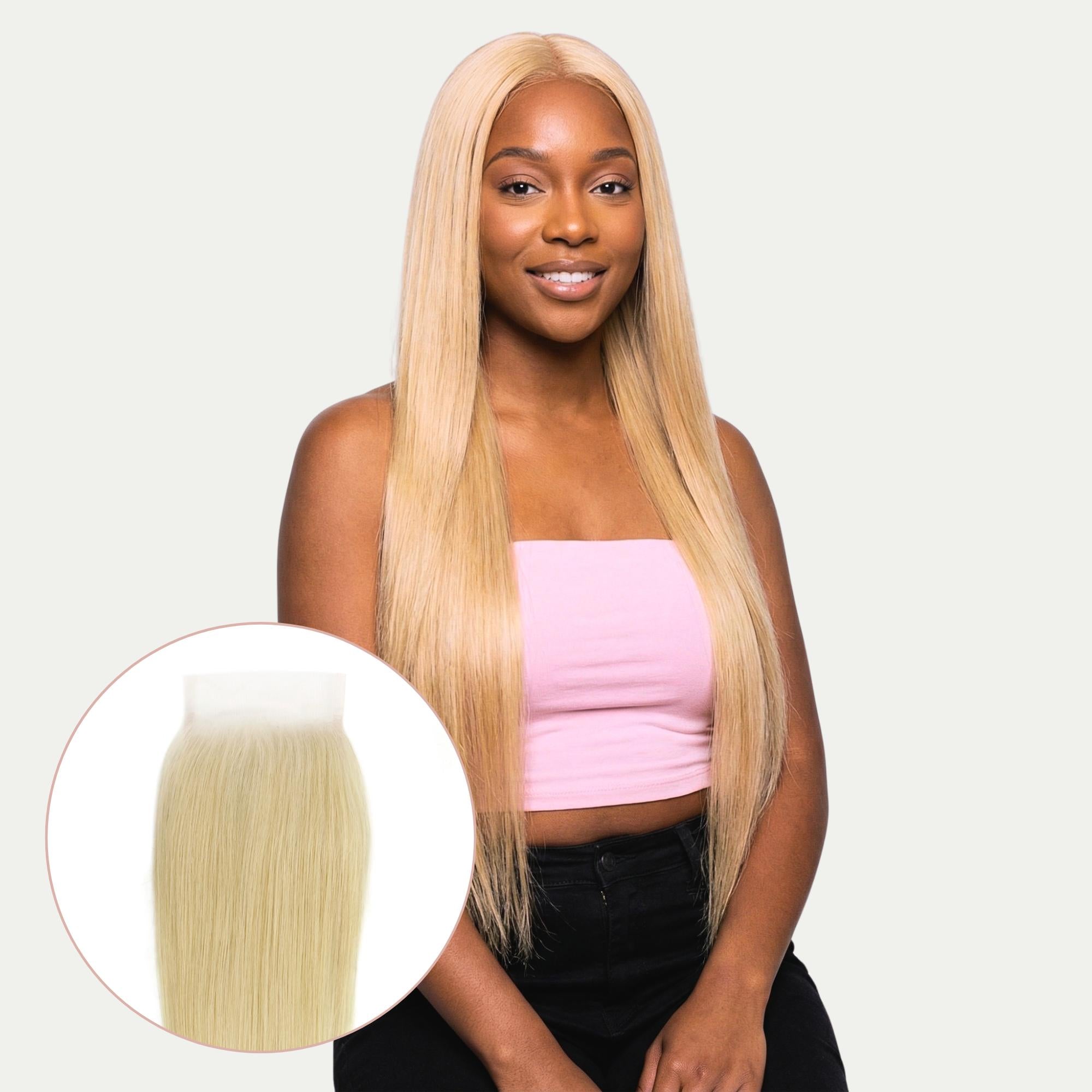 Blonde Straight 4x4 Transparent Lace Human Hair Closure - Private Label
