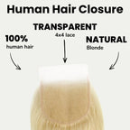 Blonde Straight 4x4 Transparent Lace Human Hair Closure - Private Label