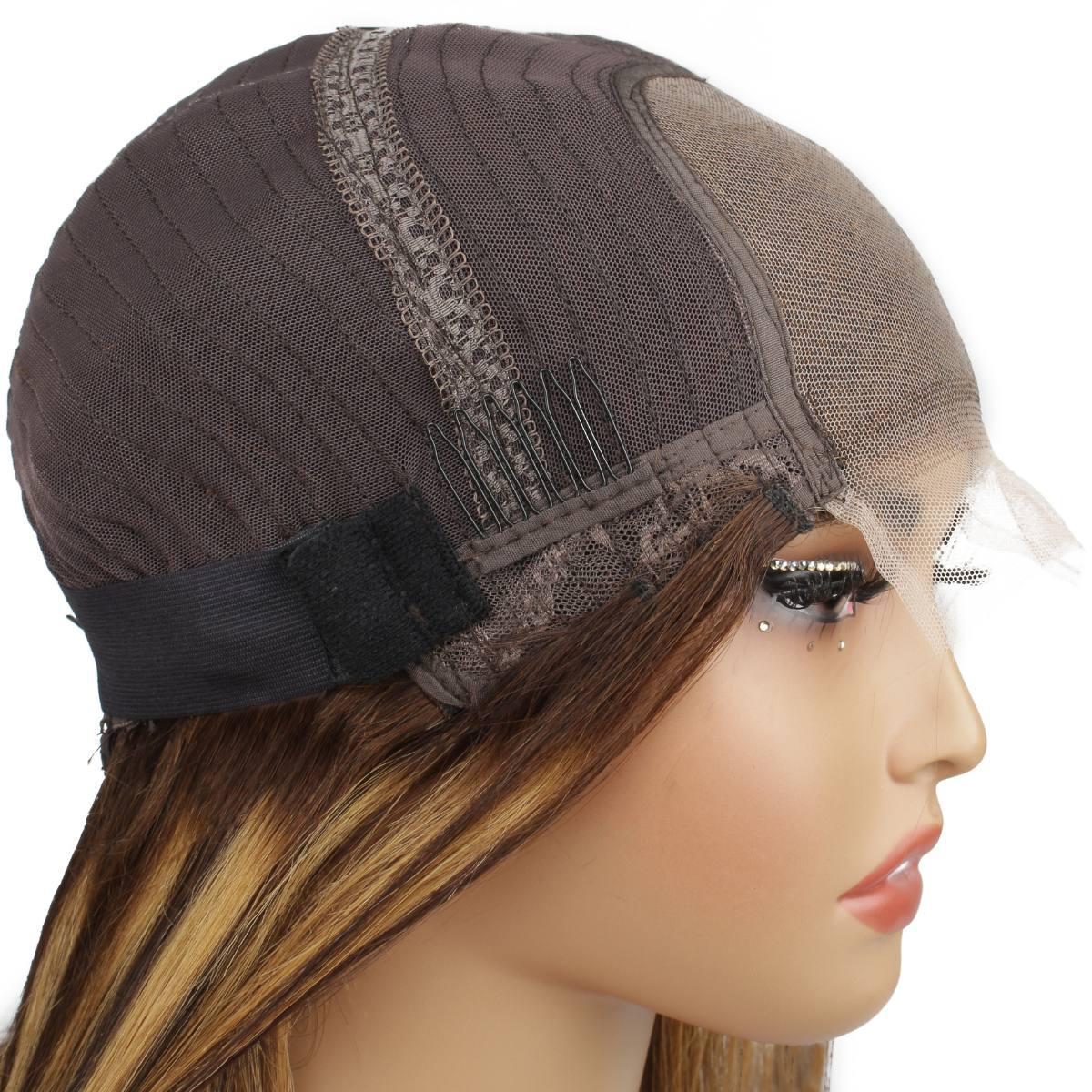Highlight 4x4 Transparent Closure 100% Human Hair Bang Bob Wig - Private Label
