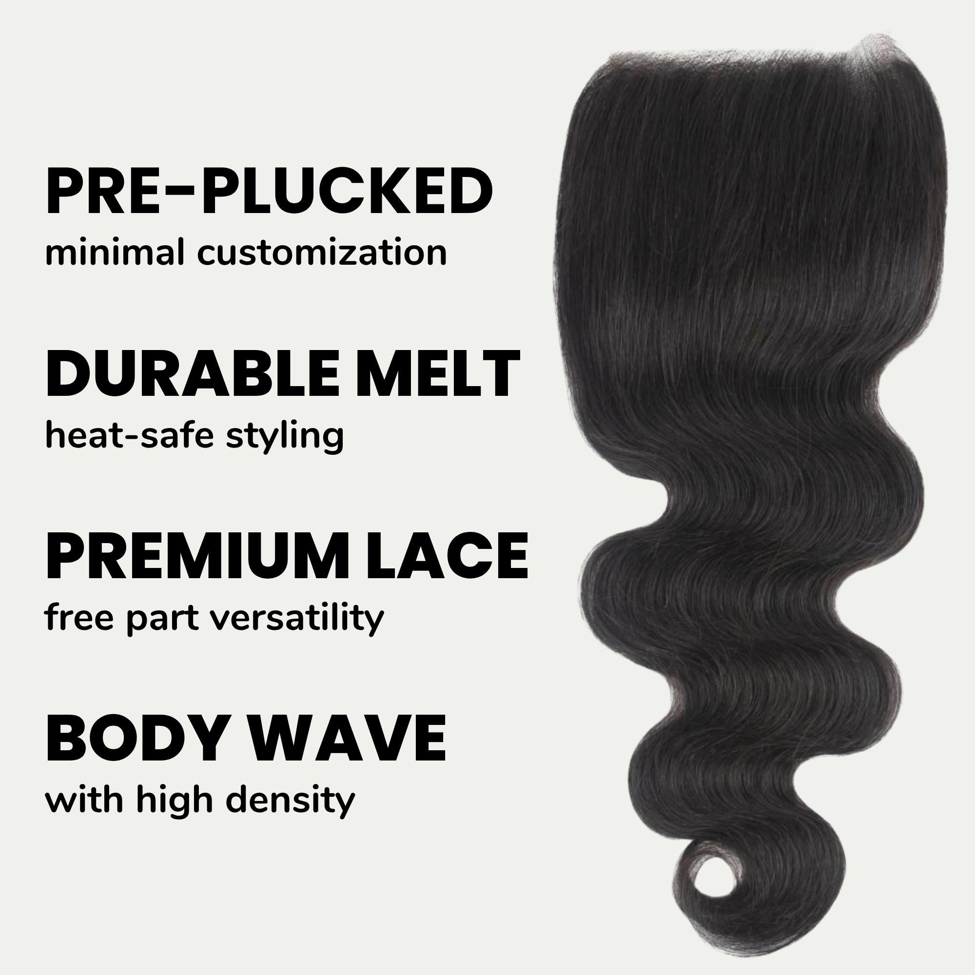Body Wave 5x5 Transparent Lace Human Hair Closure - Private Label