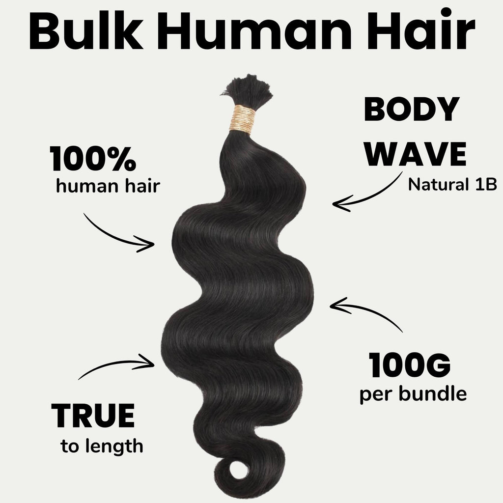 Body Wave Bulk 100% Human Braiding Hair - Private Label