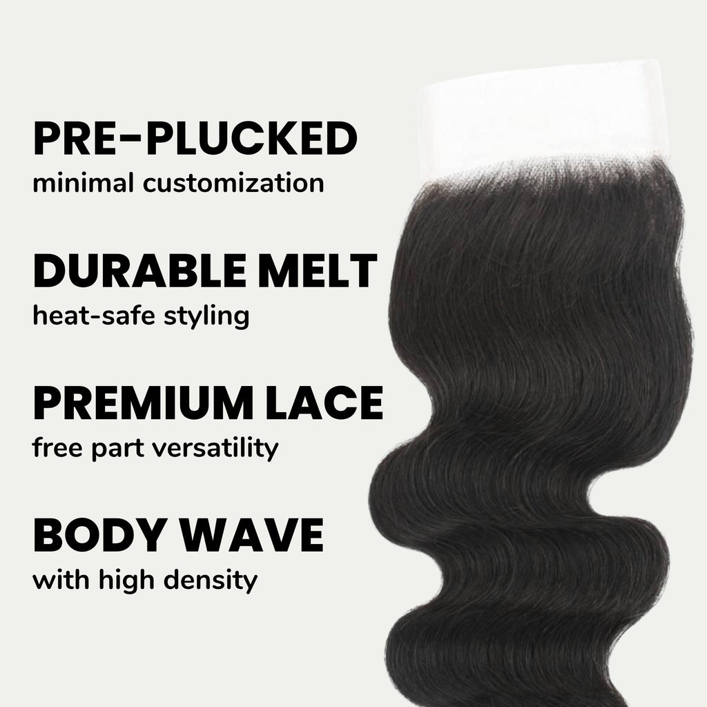 Brazilian Body Wave 4x4 HD Lace 100% Human Hair Closure - Private Label