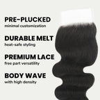 Brazilian Body Wave 4x4 HD Lace 100% Human Hair Closure - Private Label