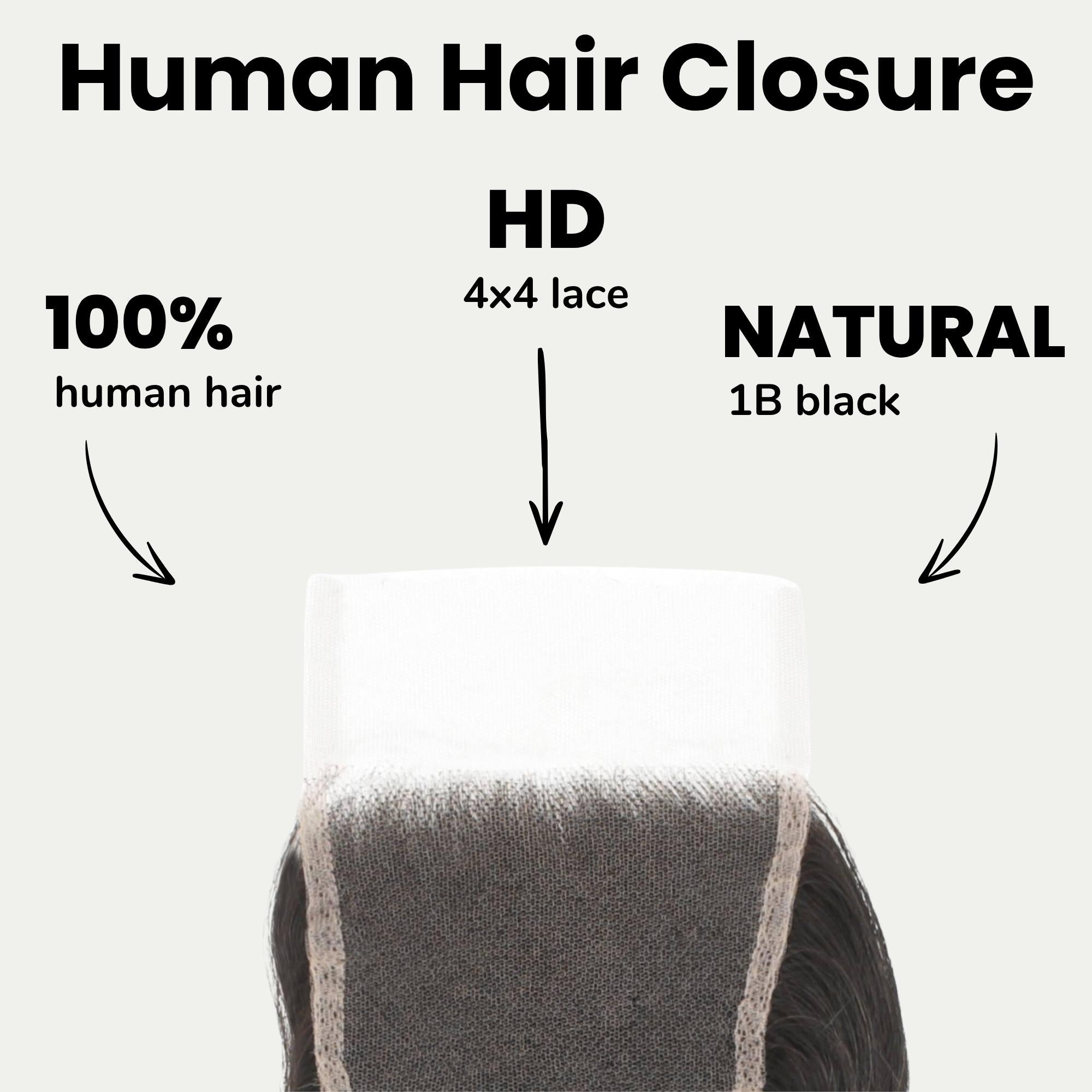 Brazilian Body Wave 4x4 HD Lace 100% Human Hair Closure