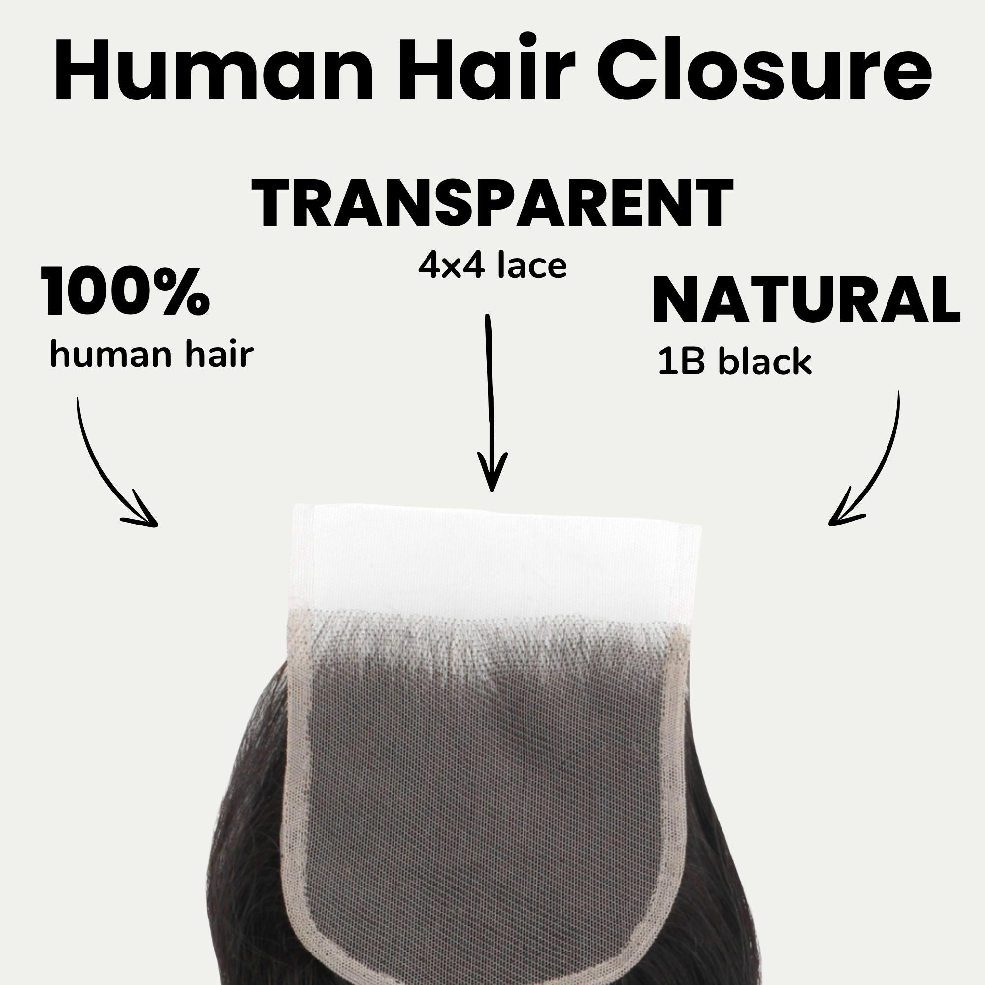 Brazilian Body Wave 4x4 Transparent Lace Human Hair Closure - Private Label